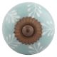 Sea Green Leaf Floral Ceramic Drawer Knobs